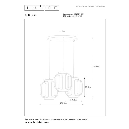 Lampa wiszšca GOSSE 13435/03/31 Lucide