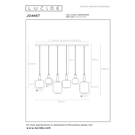 Lampa wiszšca JOANET 45494/06/65 Lucide