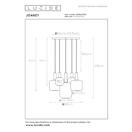 Lampa wiszšca JOANET 45494/15/65 Lucide