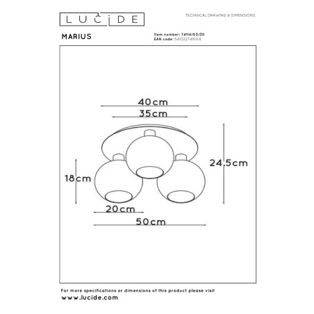 Plafon MARIUS 74114/03/30 Lucide