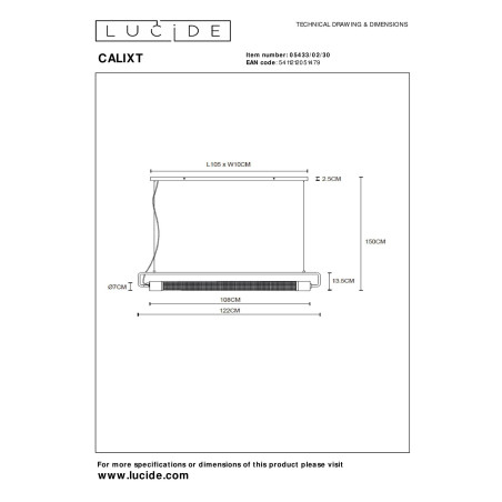 Lampa wiszšca CALIXT 05433/02/30 Lucide