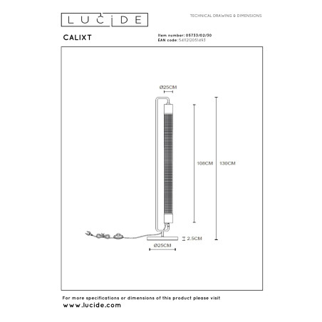 Lampa podłogowa CALIXT 05733/02/30 Lucide
