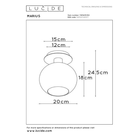 Plafon MARIUS 74114/01/02 Lucide