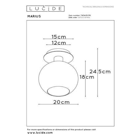 Plafon MARIUS 74114/01/30 Lucide