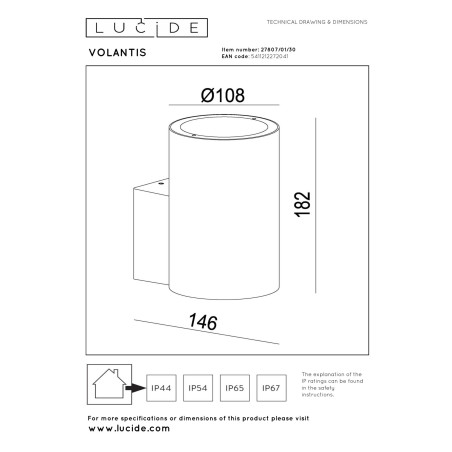 Lampa cienna zewnętrzna VOLANTIS 27807/01/30 Lucide