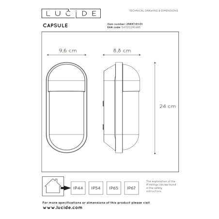 Lampa cienna zewnętrzna CAPSULE 29897/01/31 Lucide