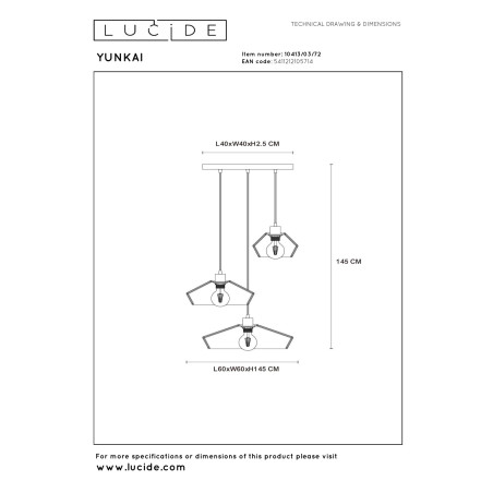 Lampa wiszšca YUNKAI 10413/03/72 Lucide
