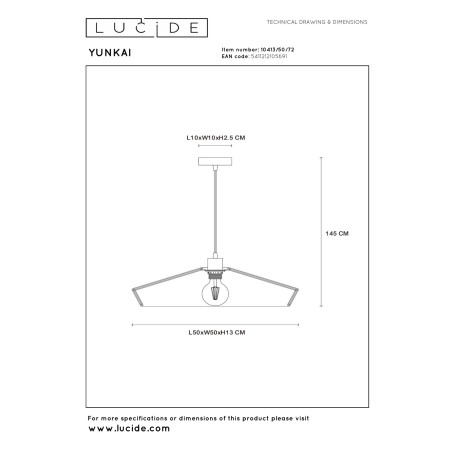 Lampa wiszšca YUNKAI 10413/50/72 Lucide