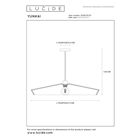 Lampa wiszšca YUNKAI 10413/70/72 Lucide