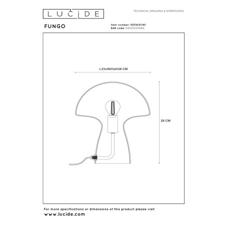 Lampa stołowa FUNGO 10514/01/61 Lucide