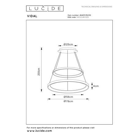 Lampa wiszšca VIDAL 46403/92/02 Lucide