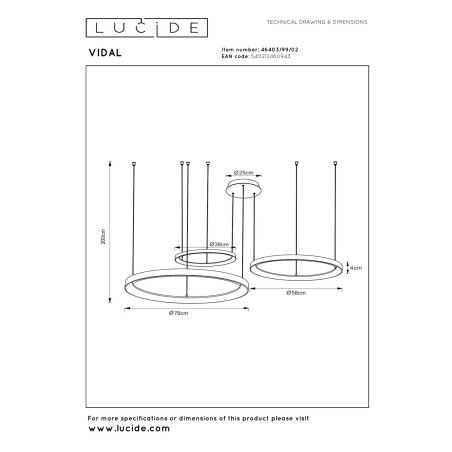 Lampa wiszšca VIDAL 46403/99/02 Lucide
