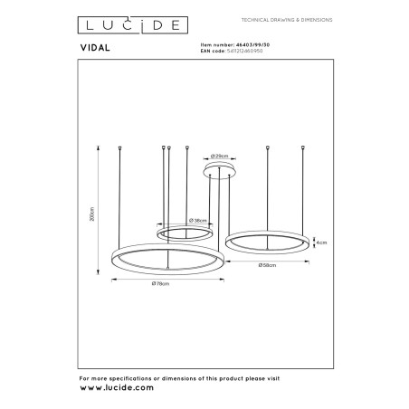 Lampa wiszšca VIDAL 46403/99/30 Lucide