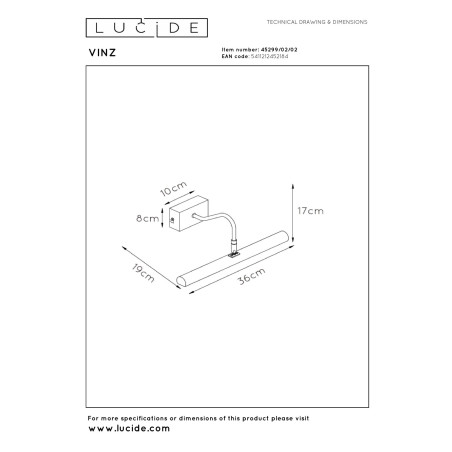 Kinkiet VINZ 45299/02/02 Lucide