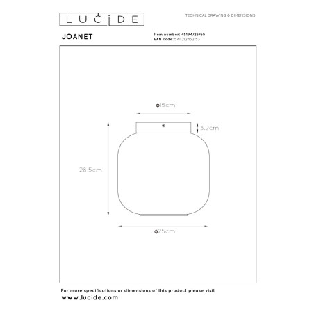 Plafon JOANET 45194/25/65 Lucide
