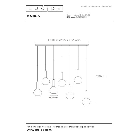 Lampa wiszšca MARIUS 45402/07/30 Lucide
