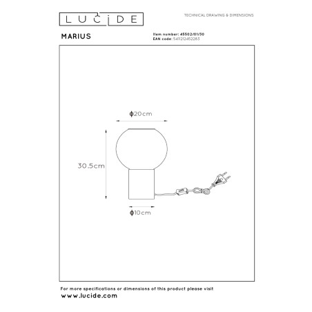 Lampa stołowa MARIUS 45502/01/30 Lucide