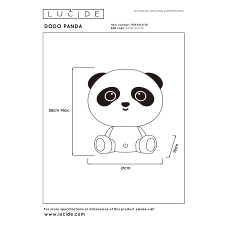 Lampa stołowa DODO PANDA 71593/03/30 Lucide