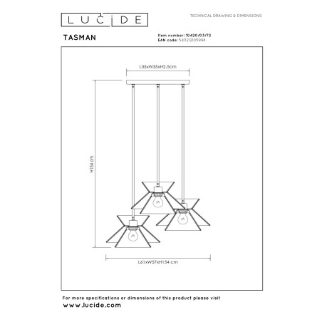 Lampa wiszšca TASMAN 10420/03/72 Lucide