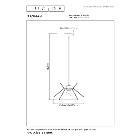 Lampa wiszšca TASMAN 10420/32/72 Lucide