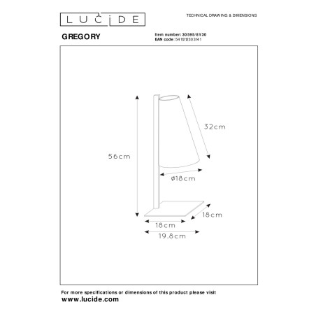 Lampa stołowa GREGORY 30595/81/30 Lucide