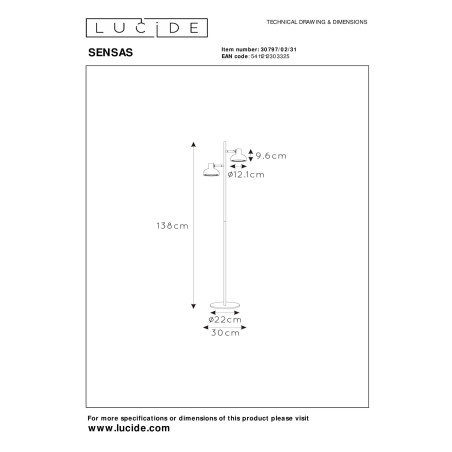 Lampa podłogowa SENSAS 30797/02/31 Lucide