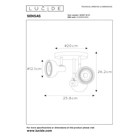 Reflektorek SENSAS 30997/13/31 Lucide