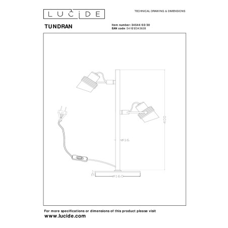 Lampa stołowa TUNDRAN 34544/02/30 Lucide