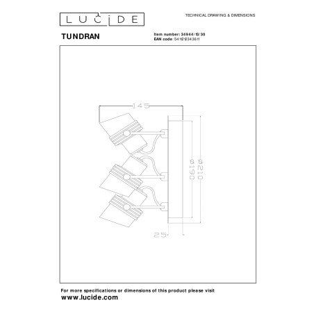 Reflektorek TUNDRAN 34944/13/30 Lucide