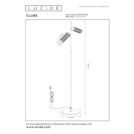 Lampa podłogowa CLUBS 09739/02/31 Lucide