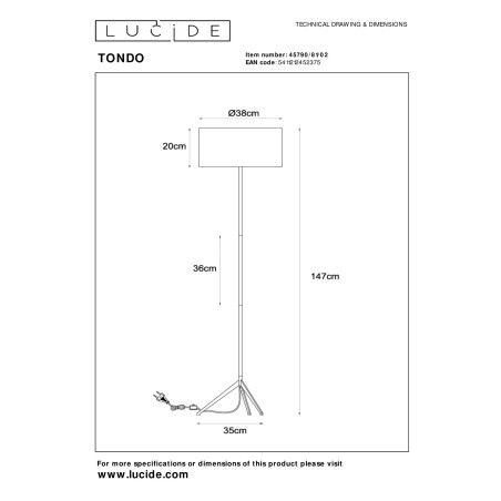Lampa podłogowa TONDO 45790/81/02 Lucide