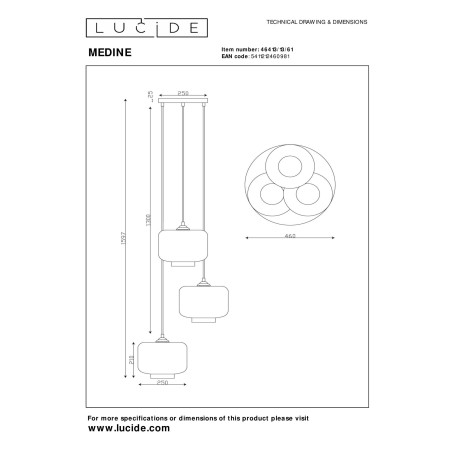 Lampa wiszšca MEDINE 46413/13/61 Lucide