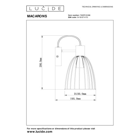 Lampa cienna reflektorek MACARONS 74217/01/66 Lucide