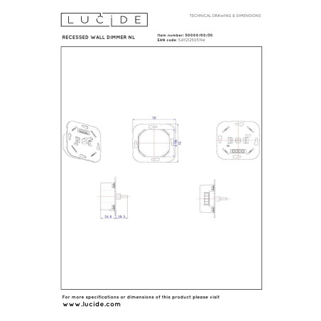 ciemniacz RECESSED WALL DIMMER NL 50000/00/30 Lucide