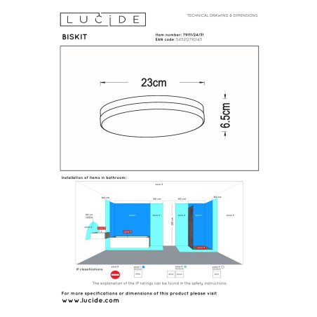 Plafon BISKIT 79111/24/31 Lucide