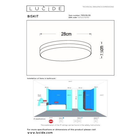 Plafon BISKIT 79111/30/30 Lucide