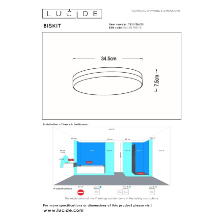 Plafon BISKIT 79111/36/30 Lucide