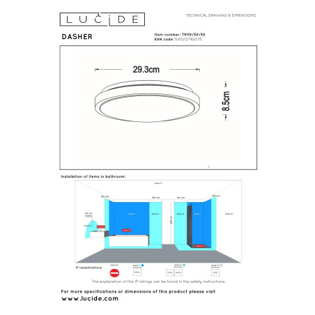 Plafon DASHER 79110/30/30 Lucide