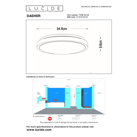 Plafon DASHER 79110/35/30 Lucide