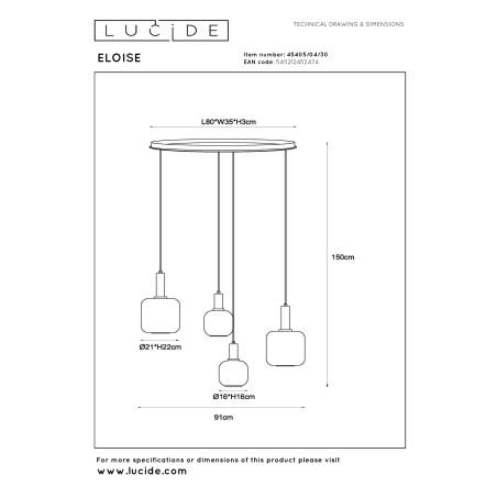 Lampa wiszšca ELOISE 45405/04/30 Lucide