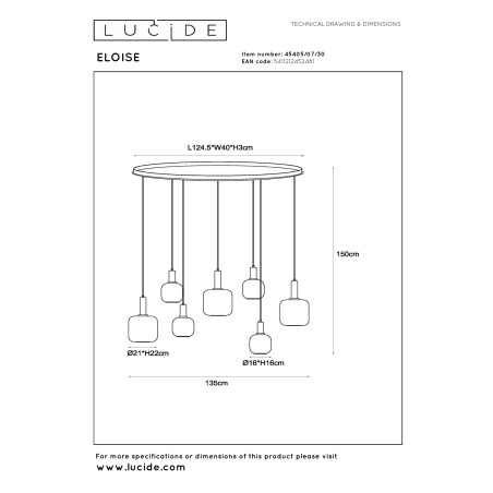 Lampa wiszšca ELOISE 45405/07/30 Lucide
