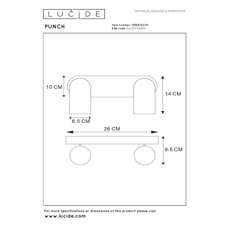 Reflektorek PUNCH 13958/02/31 Lucide