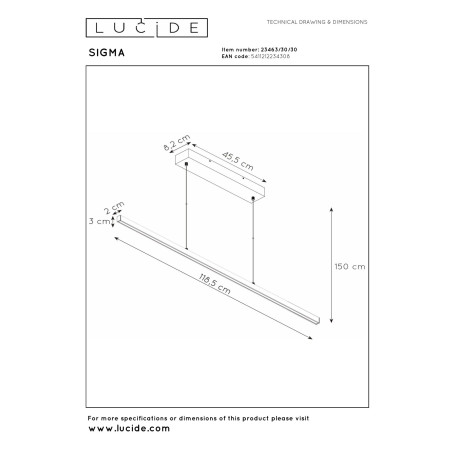 Lampa wiszšca SIGMA 23463/30/30 Lucide