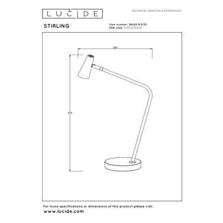Lampa podłogowa STIRLING 36620/03/30 Lucide