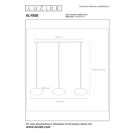 Lampa wiszšca ELYSEE 21430/03/61 Lucide