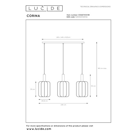 Lampa wiszšca CORINA 03447/03/38 Lucide