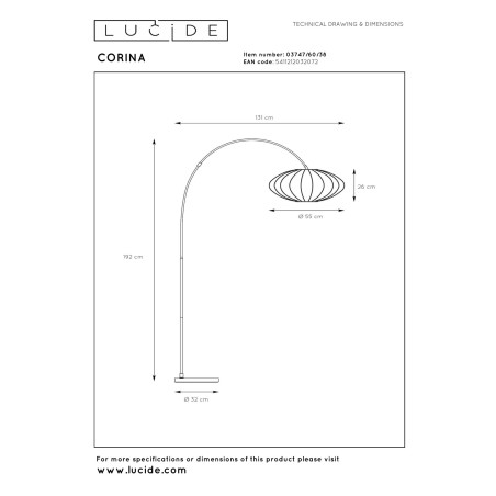 Lampa podłogowa CORINA 03747/60/38 Lucide