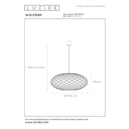 Lampa wiszšca WOLFRAM 21417/99/02 Lucide