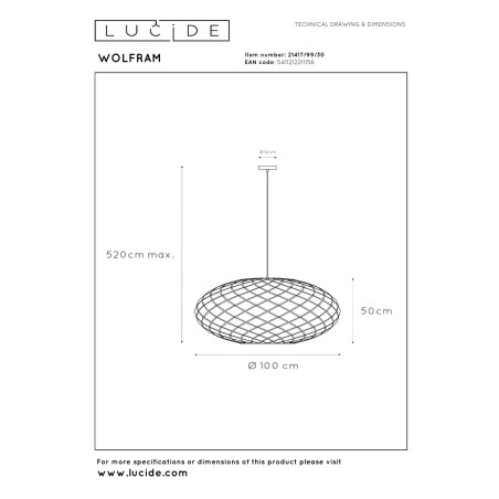 Lampa wiszšca WOLFRAM 21417/99/30 Lucide