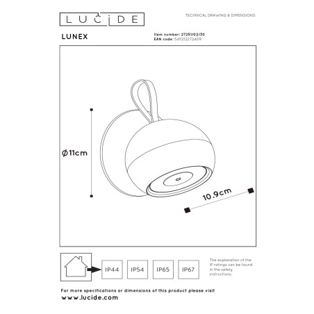 Lampa cienna zewnętrzna LUNEX 27251/02/30 Lucide